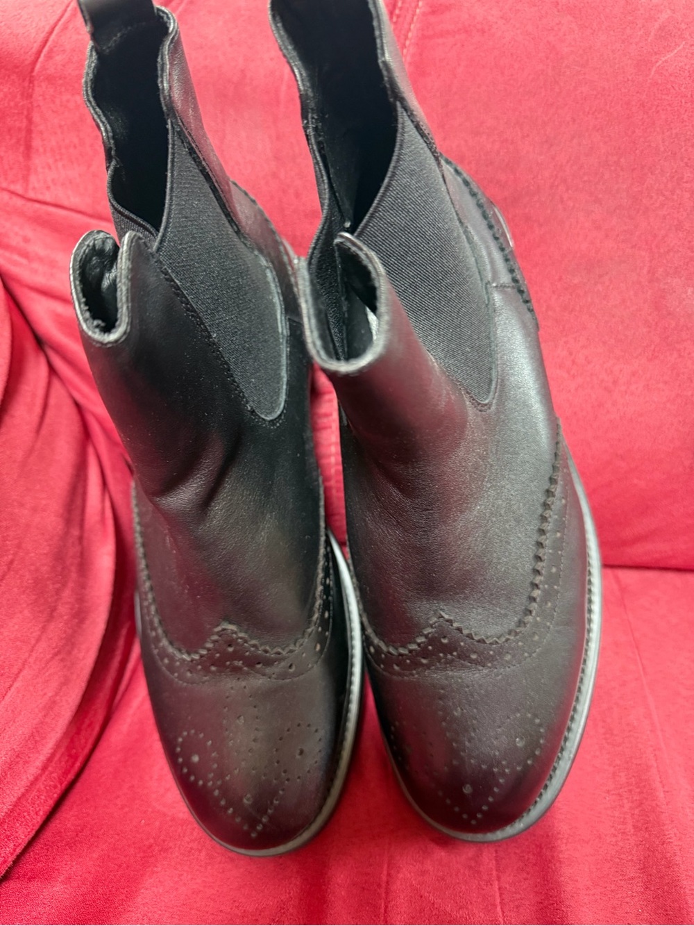Womens Black Leather Chelsea Brogue Ankle Boot - Picture 5 of 6